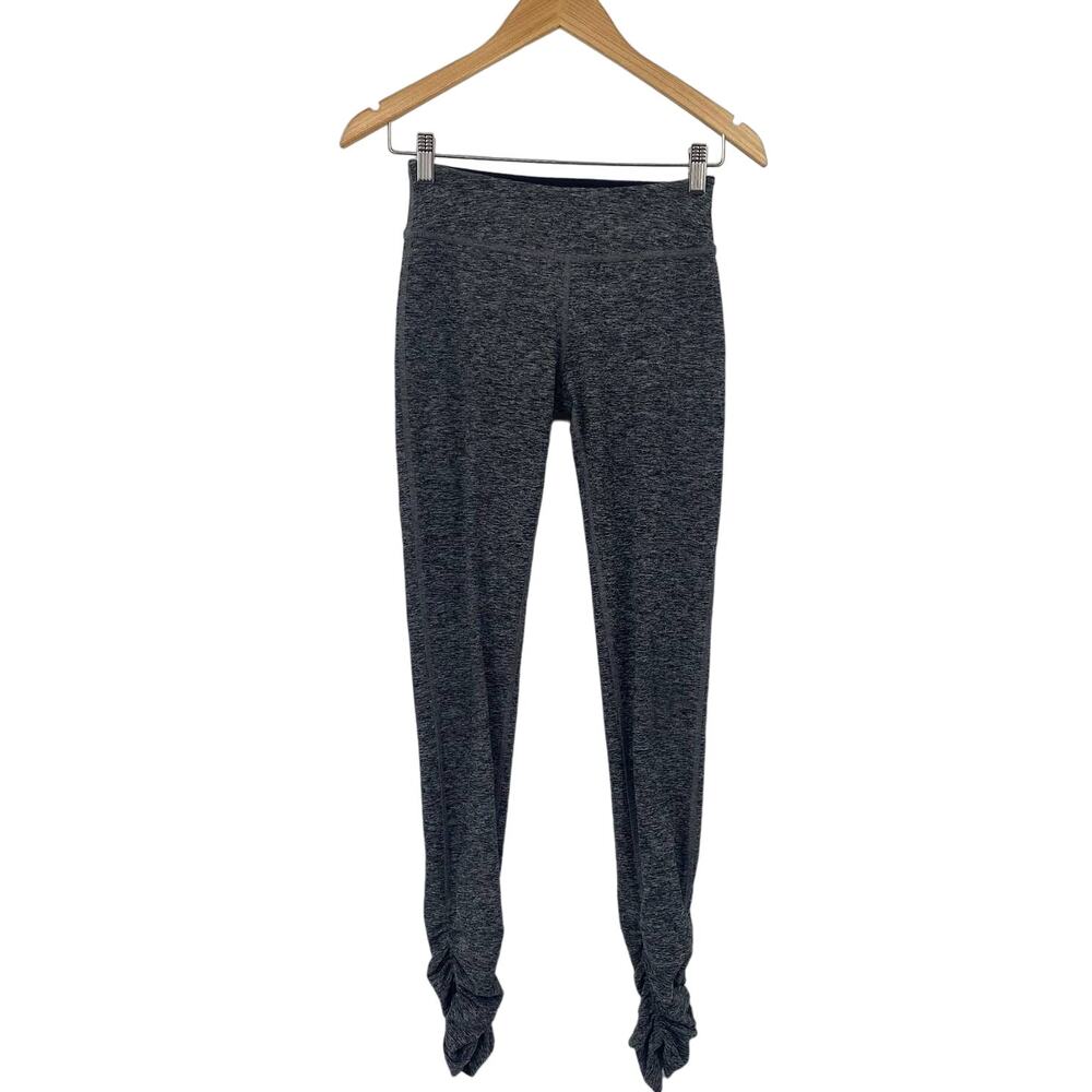 Beyond Yoga Activewear Leggings Ruched Leg Stretchy Heathered Grey Womens Small